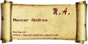 Mencer Andrea névjegykártya